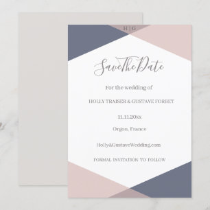 Troyse Blush Monogram Save The Date Huwelijk Kaart
