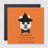 TRUC EN TRAKTEER FRENCHIE MAGNETISCHE UITNODIGING (Voorkant / Achterkant)