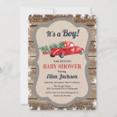  Truck Boy Baby shower Snowflake Uitnodiging (Voorkant)