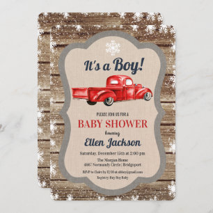 Truck Boy Baby shower Snowflake Uitnodiging