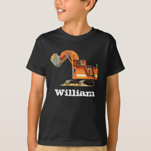 Truck Digger van de Aangepaste Naam van kind T-shirt