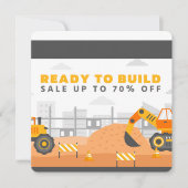 Truck Digger Verjaardagsfeestje 70% korting Kaart (Voorkant)