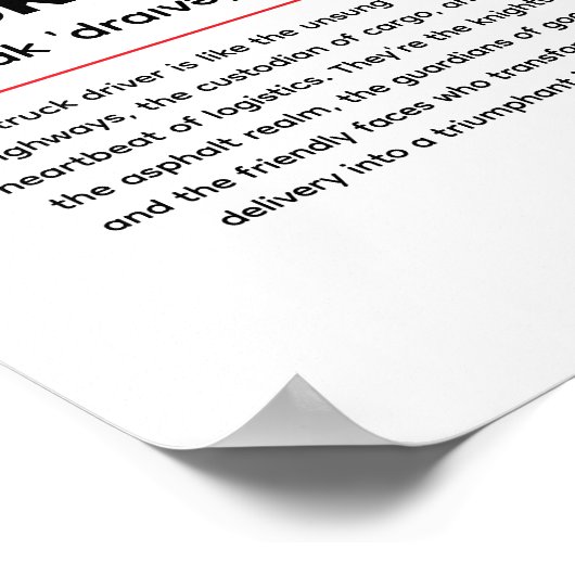 Truck Driver Definition for Truck Driver Day Poster (Hoek)