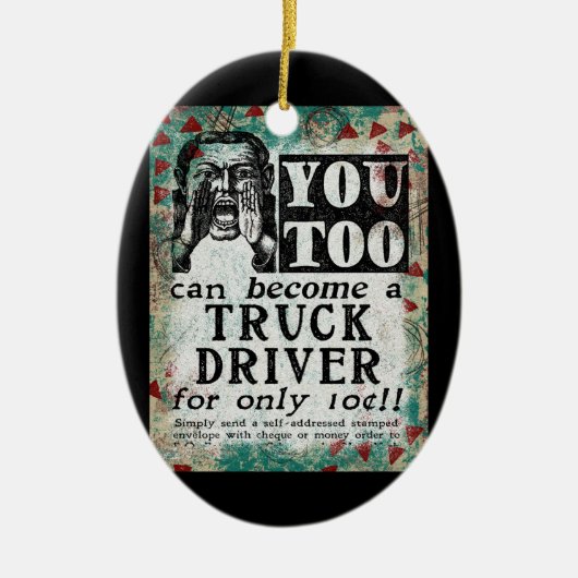 Truck Driver - Funny Retro Keramisch Ornament (Voorkant)