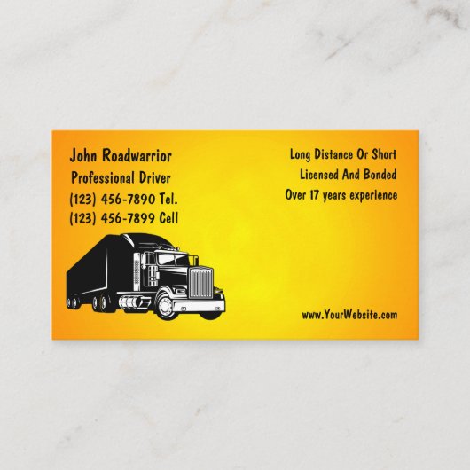 Truck Driver Modern-Visitekaartjes Visitekaartje (Voorkant)