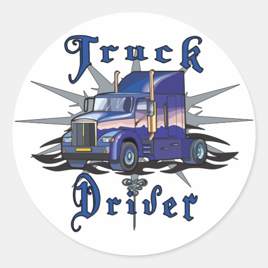 Truck Driver Ronde Sticker (Voorkant)