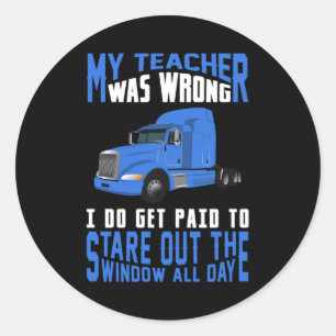 Truck Driver Trucks Funny Gift Idee Ronde Sticker