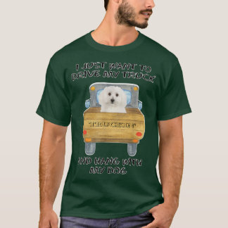 Truck Driving Dog Bichon Frises T-shirt