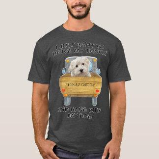 Truck Driving Dog Maltese 2805 T-shirt
