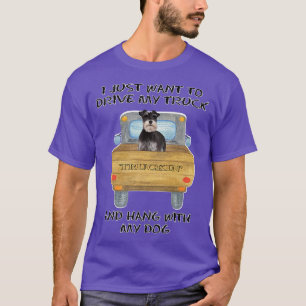 Truck Driving Dog Miniature Schnauzer 22807 T-shirt