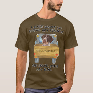 Truck Driving Dog Pointers German Wirehaered T-shirt