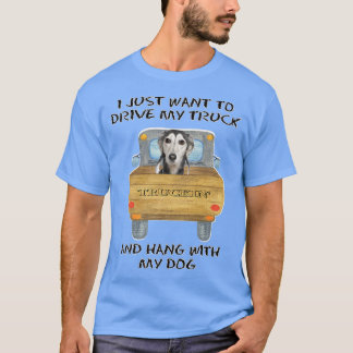 Truck Driving Dog Saluki  T-shirt