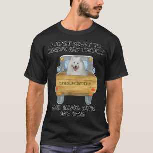 Truck Driving Dog Samoyed T-shirt