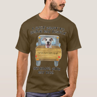 Truck Driving Dog Whippet T-shirt