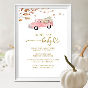 Truck Fall Girl Baby Shower Zeg Niet Baby Spel Poster