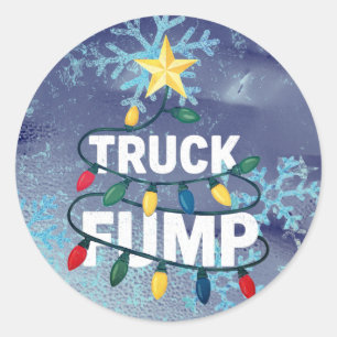 Truck Fump Minikale Kunst Kerstverlichting En Ster Ronde Sticker