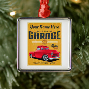 Truck Garage Metalen Ornament