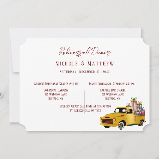  Truck Kerst repetitie Diner Kaart (Voorkant)