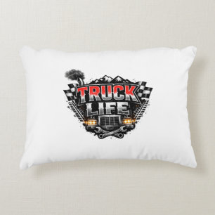 Truck Life Grunge Vervuild Chrome Rood Trucker Pet Accent Kussen