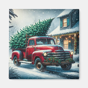 truck met kerstboom gepersonaliseerd magneet