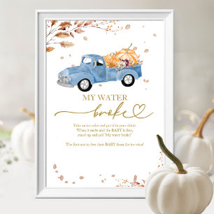 Truck Mijn Water Brak Baby Shower Spel Bord Poster