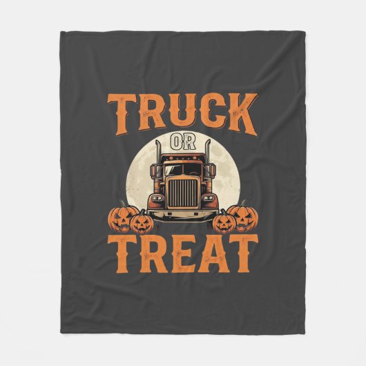 Truck of Treat Halloween Semi Truck Ontwerp_1 Fleece Deken (Voorkant)