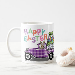 Truck Paarse Gingham Happy Easter Bunny Koffiemok