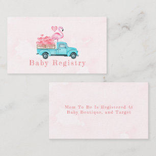  Truck Pink Flamingo Baby shower Registry Visitekaartje