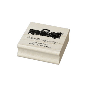 Truck Return Address Cute kerstboom Rubberstempel