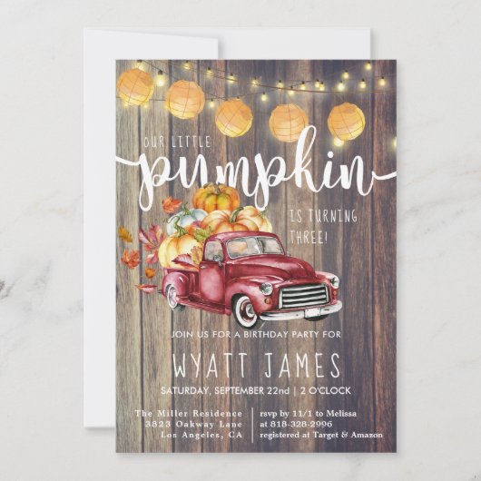  Truck Rustic Barnwood Autumn Birthday (Voorkant)