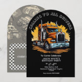 Truck Themed Boy Birthday Invitation (Devant / Derrière)