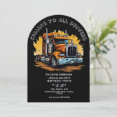 Truck Themed Boy Birthday Invitation (Debout devant)