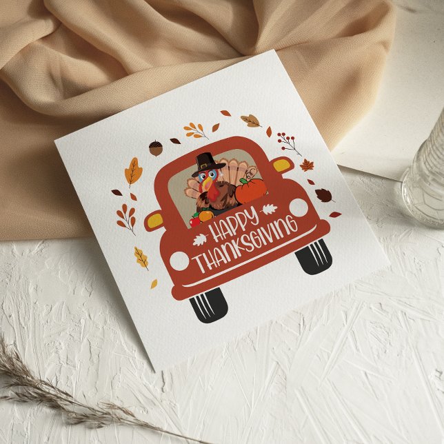 Truck Turkey Cute Happy Thanksgiving card (Creator heeft geüpload)