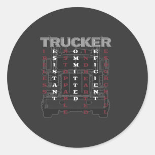 Trucker Acrostic Tireless Resistant Unstoppable Ronde Sticker