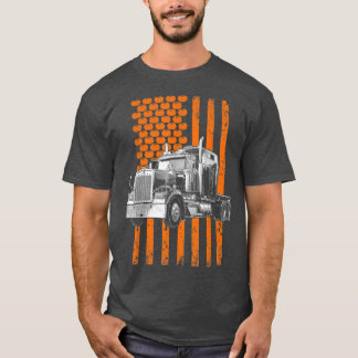 Trucker American Flag Semi-Trailer Truck Driver Ha T-shirt