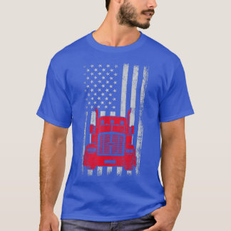 Trucker American Flag  Truck Driver Design T-shirt