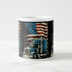 Trucker Amerikaanse vlag voor patriottische vracht Extra Grote Beker