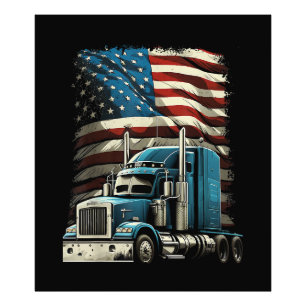 Trucker Amerikaanse vlag voor patriottische vracht Foto Afdruk
