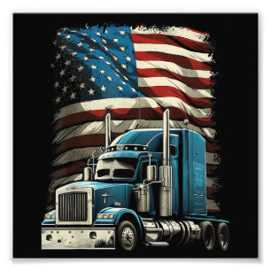 Trucker Amerikaanse vlag voor patriottische vracht Foto Afdruk