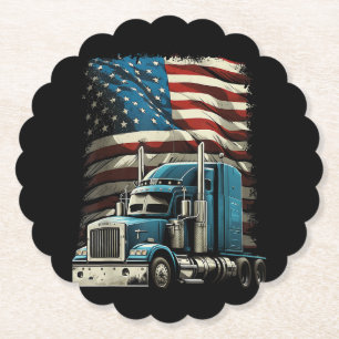 Trucker Amerikaanse vlag voor patriottische vracht Kartonnen Onderzetters