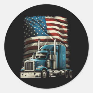 Trucker Amerikaanse vlag voor patriottische vracht Ronde Sticker