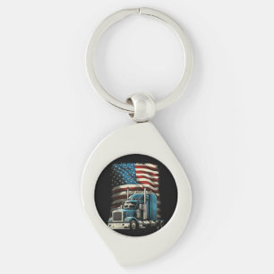 Trucker Amerikaanse vlag voor patriottische vracht Sleutelhanger