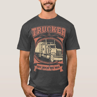Trucker Big Rig Truck, vrachtwagenchauffeur, ROCK T-shirt