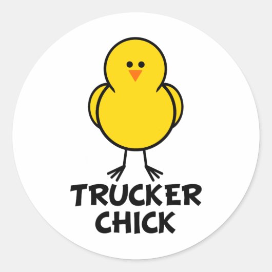 Trucker Chick Ronde Sticker (Voorkant)