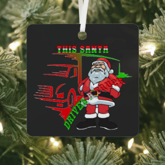 Trucker Christmas - Deze Kerstman rijdt een vracht Metalen Ornament