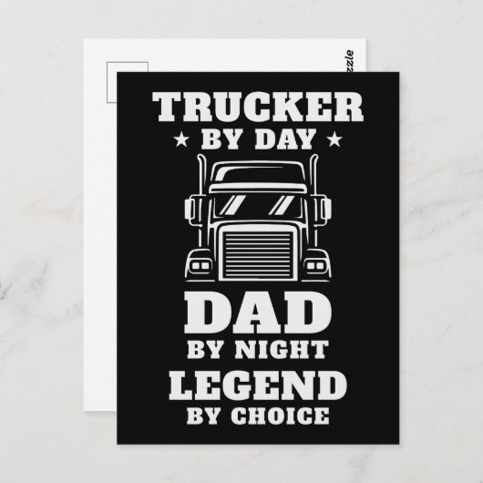 Trucker en papa - held op de weg en thuis briefkaart (Voorkant / Achterkant)