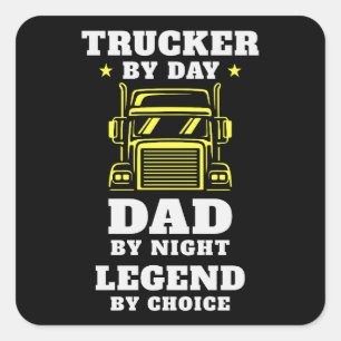 Trucker en papa - held op de weg en thuis vierkante sticker