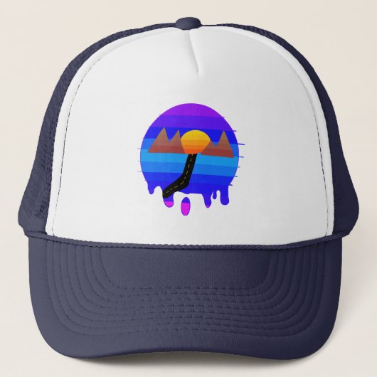 Trucker Hat, Retro Mountain, Sunset, Roadtrip Pet (Voorkant)