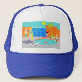 Trucker Hat van Retro Pool Party Trucker Pet (Voorkant)