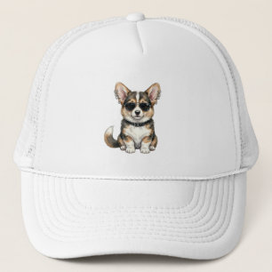 Trucker Hoed Punk Corgi in Zonnebril Edgy Hond Kun Pet
